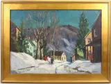 Old Zionsville, Pa by Melville F. Stark, Oil on canvas, sold Dec 2024