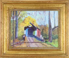 Knechts Bridge by Ray Overpeck, Oil on board, sold Dec 2024