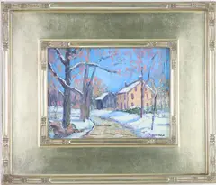 Hilltown by Ray Overpeck, Oil on board, sold Dec 2024