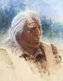 The Elder by Jimmy Abeita, Oil on canvas, sold Dec 2024