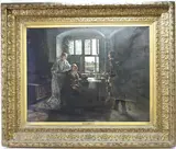 A toast to the suitor by Eduard Merk Jr., oil on canvas, sold Dec 2024