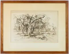Mulford's Orchard by Thomas Moran, Etching, sold Dec 2024