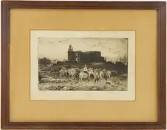 Church of Guadalupe by Peter Moran, Etching, sold Dec 2024