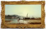 Hazy Day on the Thames, Low Tide by George Augustus Williams, Oil on canvas, offered Mar 2025