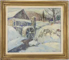 Mill at Rocky Dale, PA by Walter Emerson Baum, Oil on canvas, sold Mar 2025