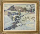 Mill at Rocky Dale, PA by Walter Emerson Baum, Oil on canvas, sold Mar 2025