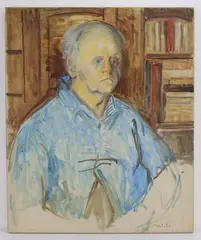 Portrait of the Composer Virgil Thomson by Moses Soyer, Oil on canvas, sold Mar 2025
