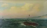Shipping off the Coast by James Gale Tyler, Oil on canvas, sold Mar 2025