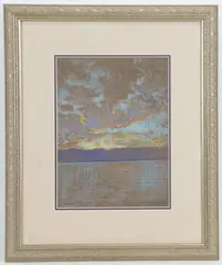 Untitled by Violet Oakley, Pastel of a sunset by Violet Oakley, sold Dec 2023