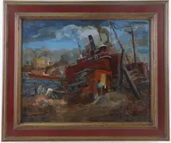 Untitled by Robert Spencer, Oil on board, sold Dec 2023