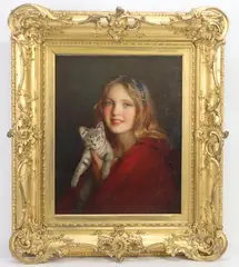 The Grey Kitten by William J. Whittemore, Oil on canvas, sold Dec 2023
