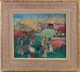 The Circus is in Town by Paulette Victorine J Van Roekens, Oil on canvas, sold Dec 2023