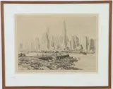 New York Harbor by James McBey, Etching, sold Dec 2023