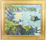 St. Ervan Sands by Walter Elmer Schofield, Oil on canvas, sold Dec 2023