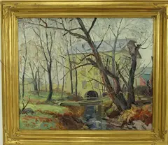Mill Stream by John Berninger, Oil on board, sold Dec 2023