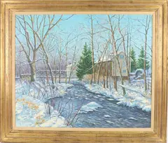 Old Forge Mill by Mildred S. Gehman, Oil on canvas, sold Dec 2023
