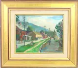 Canal Below New Hope by Della J. Barber, Oil on board, sold Dec 2023