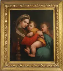 Untitled by Raphael, Oil on canvas of Madonna della Seggiola or The Madonna della Sedia after Raffaello Sanzio da Urbino Raphael, sold Dec 2023