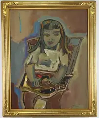 The Zither Player by Sterling Boyd Strauser, Oil on masonite, sold Dec 2023