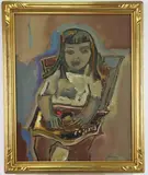The Zither Player by Sterling Boyd Strauser, Oil on masonite, sold Dec 2023