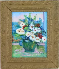 Flowers by the Window by Ray Overpeck, Oil on canvas, sold Dec 2023