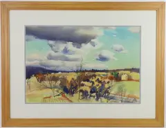 Clouds Over Jericho by Harry Leith-Ross, Watercolor "Clouds Over Jericho" SLL and partial label en verso, sold Dec 2023