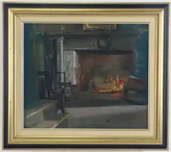 The Hearth by Henry B. Snell, Oil on canvas, sold Mar 2024
