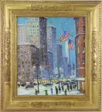 City Lights Manhattan New York City by Christopher G. Willett, Oil on board, sold Mar 2024