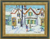 Neighbors, New Hope - Bucks County Pa by Christopher G. Willett, Oil on board, offered Sep 2022