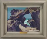 Coast at Leo Carillo by Antonio Pietro Martino, Oil on board, sold Sep 2022