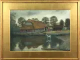 The Old Barn by Marie Euphrosyne Spartali Stillman, Watercolor and bodycolor laid on panel, sold Sep 2022