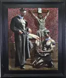 Two Priests by Mark Beard, Oil on canvas, sold Sep 2022