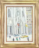 Sunday, front of St. Patricks by Christopher Willett, Oil on board, sold Sep 2022