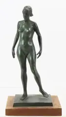 Untitled by Joe Brown, Bronze sculpture of a standing nude female, sold Sep 2022