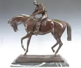 Le Grand Jockey by Isidore Bonheur, Bronze sculpture of a horse and rider mounted to a marble stand, sold Jun 2023