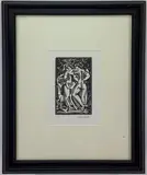 Dues amies avec chien by René Buthaud, Woodblock, sold Jun 2023