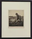 Corn Husking by Richard Thomas Hood, Etching, offered Jun 2023