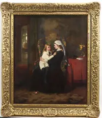 The New Locket by George Bernard O'Neill, Oil on canvas, sold Jun 2023