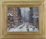 December Center City Phila by Christopher G. Willett, Oil on board, sold Jun 2023