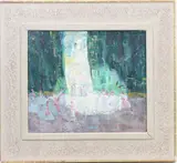 Green Curtain by Paulette Victorine J Van Roekens, Oil on canvas, sold Jun 2023