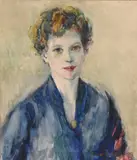 Untitled by Xavier de Callatay, Oil on canvas SLR Impressionist portrait 26"H x 22"W, sold Dec 2018