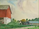 Untitled by Robert John McClelland, Watercolor SLR Pastoral landscape  22"H x 30"w, sold Dec 2018