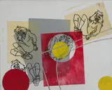 All Tied Up by Judy Rifka, 1980, mixed media, oil and encaustic on canvas, sold Oct 2020