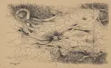 Untitled by Matsumi Kanemitsu, 1954, ink on illustration board, sold Oct 2020