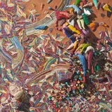 Tumbled Colors by Jon Friedman, acrylic and clay on panel, sold Oct 2020