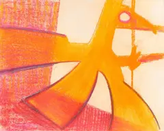 Untitled (Orange, pink) by Benoît Gilsoul, pastel on paper, sold Oct 2020