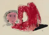 Untitled (Lady in red) by Benoît Gilsoul, pastel and charcoal on paper, sold Oct 2020