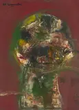 Self-portrait #121 by Matsumi Kanemitsu, 1950, oil on masonite, sold Oct 2020