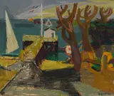 Sea Shore by Maurice-Elie Sarthou, 1948, oil on canvas, sold Oct 2020