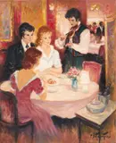 Souper au Cabaret by Pierre Duteurtre, oil on canvas (unstretched), sold Oct 2020